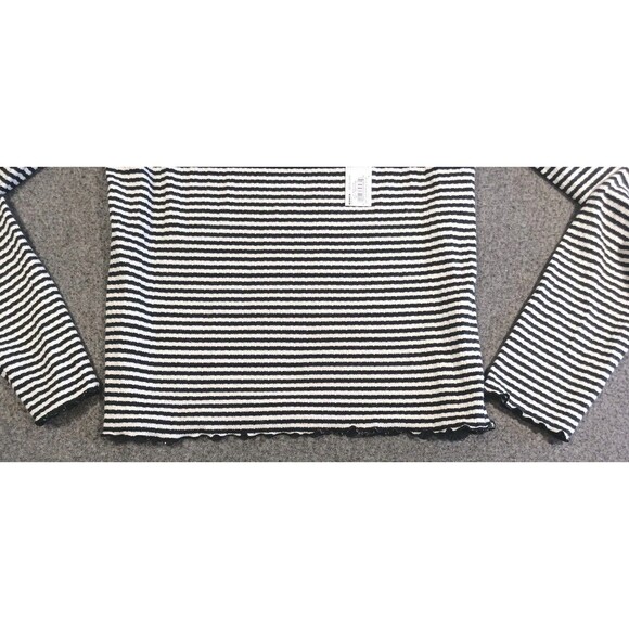 SO Women's Black & White Striped Mock Neck Long Sleeve Tee XL 14/16 - Picture 7 of 12